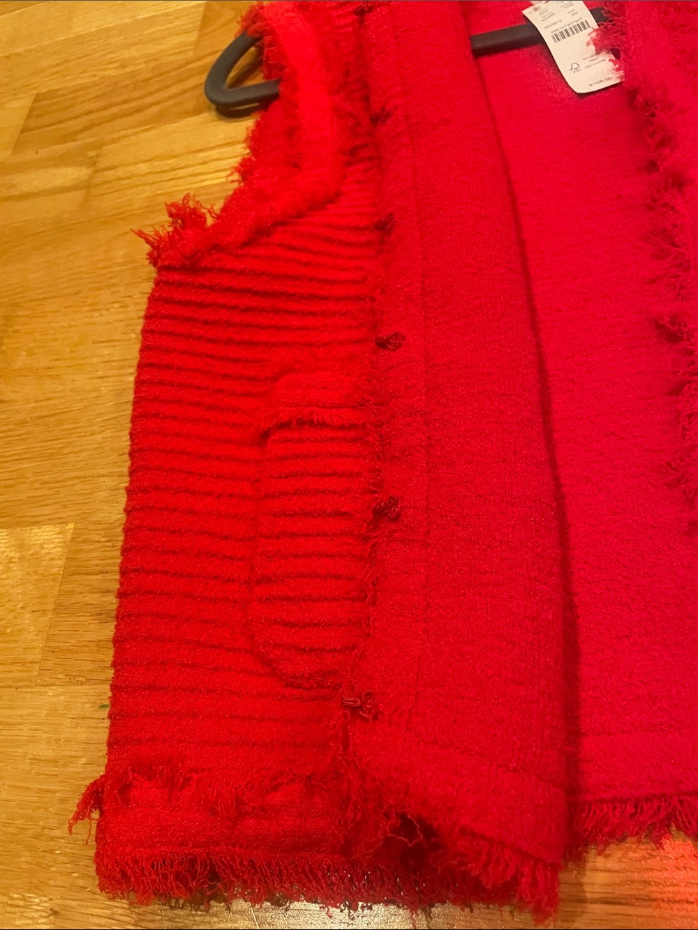 J. Crew Red Fringed Ribbed Knit Vest - Picture 2 of 8